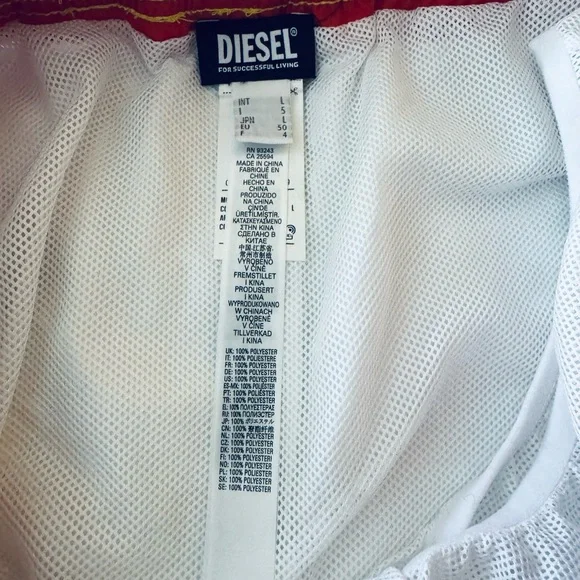 Diesel White and Red Swim Trunks - Picture 6 of 10